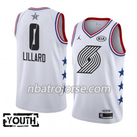 Barn Portland Trail Blazers Tröja Damian Lillard 0 2019 All-Star Jordan Brand Vit Swingman